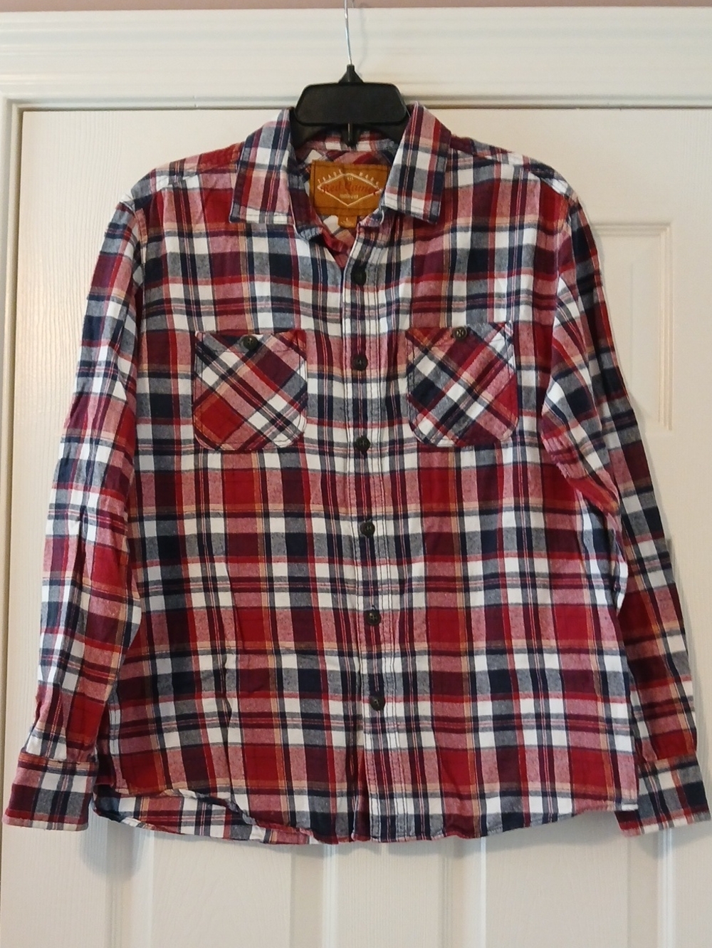 Red Camel Red Navy White Plaid Button-Up Shirt